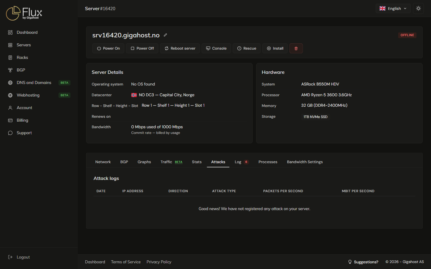 Attacks tab empty state