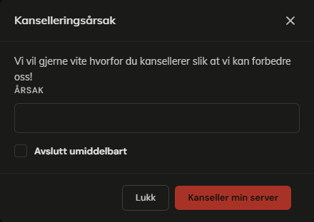 Dialogen Kanselleringsårsak